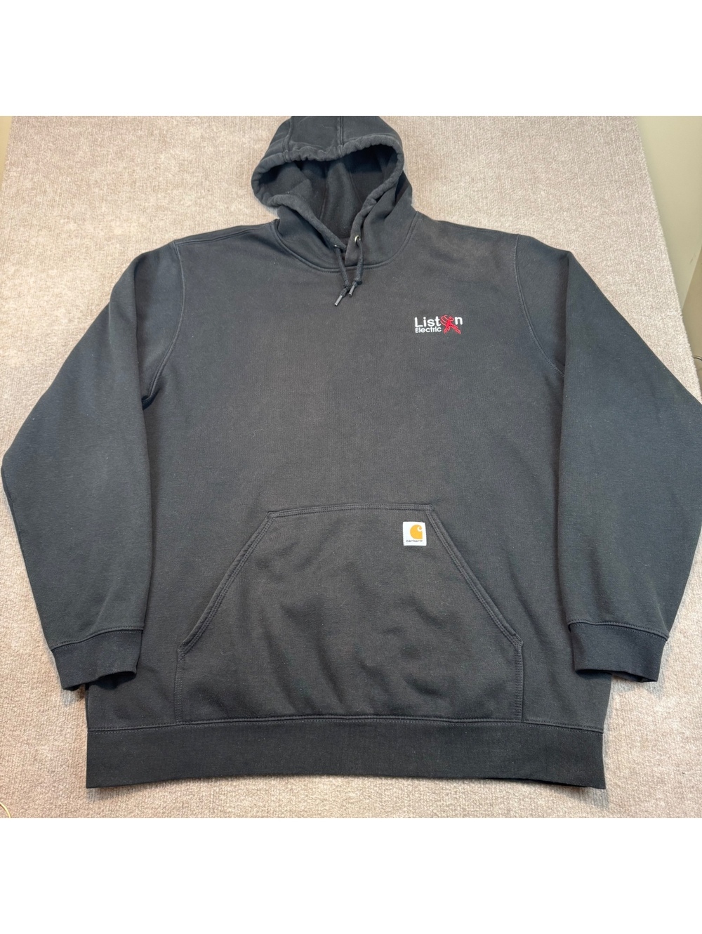 Carhartt 2XL Tall Loose Fit Mens Black Hoodie with Liston Electric Logo